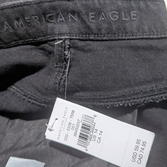 NWT AE | Asymmetrical Waist Distressed Denim Mom Short in Black - Picture 6 of 15